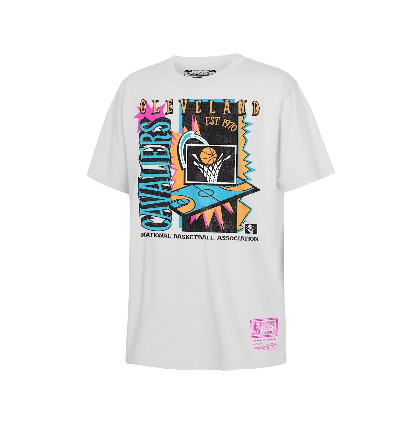 Детская футболка Mitchell & Ness White Cleveland Cavaliers Neon Court Shock — фото 1