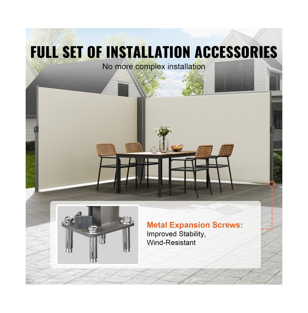 Sugift 71x236 inch Retractable Side Awning Aluminum Privacy Screen Room Divider for Patio Balcony