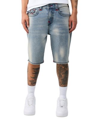 Men's  Baggy Light Wash Denim Graphic Shorts