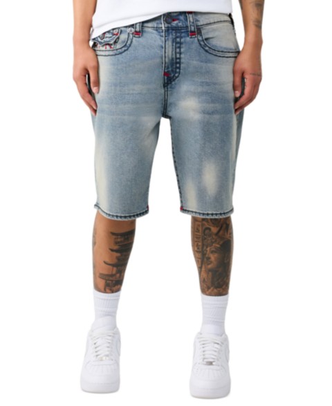 Мужские True Religion Men's Baggy Light Wash Denim Graphic Shorts