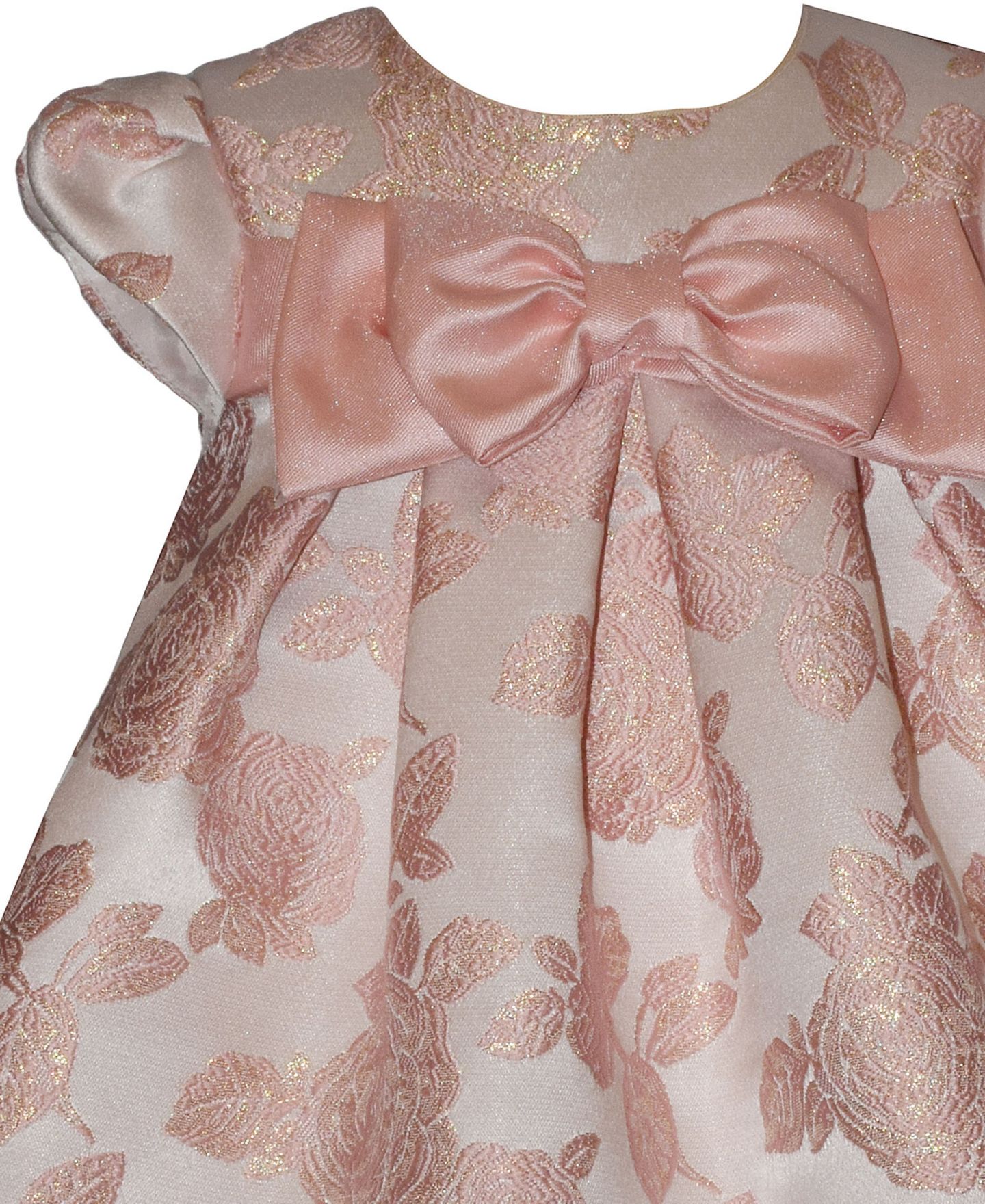Платье Bonnie Baby Trapeze with Bow Short-Sleeve Dress для девочек-малышей, цвет: Пудровый — фото 3