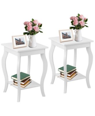 Set of 2 Accent Side Tables with Shelf