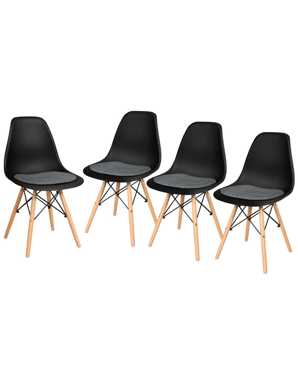 Gymax 4Piece Dining Chair Mid Century Modern Dsw Chair Furniture With Linen Cushion