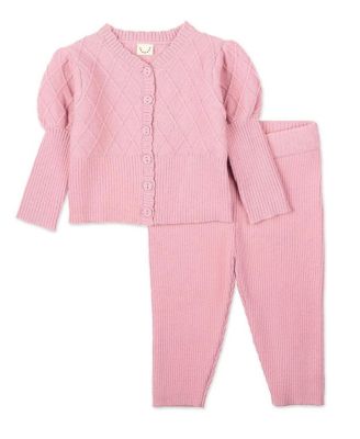 Baby Girls 2 Piece "Juliet" Mixed Knit Cardigan and Legging Set