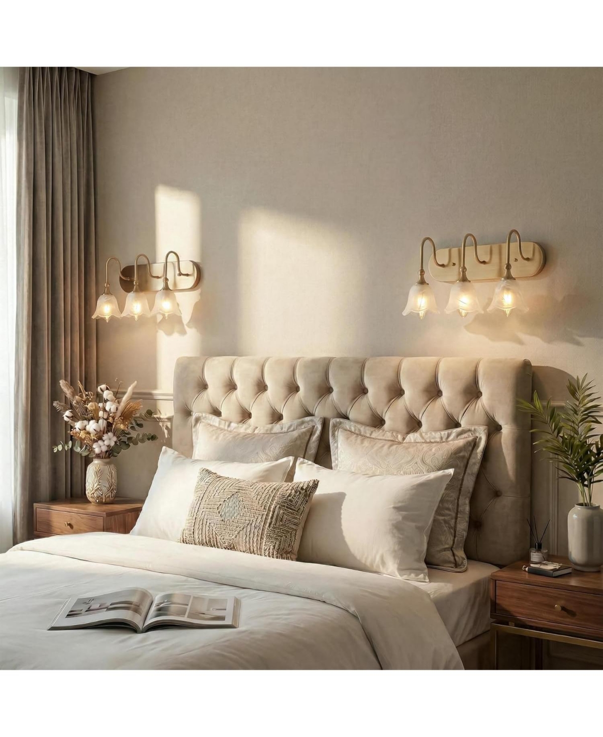 Tribesigns 3-Light Bathroom Light Fixtures, Modern Wall Lights with Clear Glass Shades, Bathroom Vanity Wall Sconce Lamp