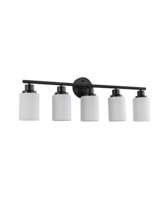 31 Inch Modern 5 Light Vanity Bathroom Mirror Light Glass with Iron Frame Contemporary Wall Sconce for Bedroom Bathroom Dressing