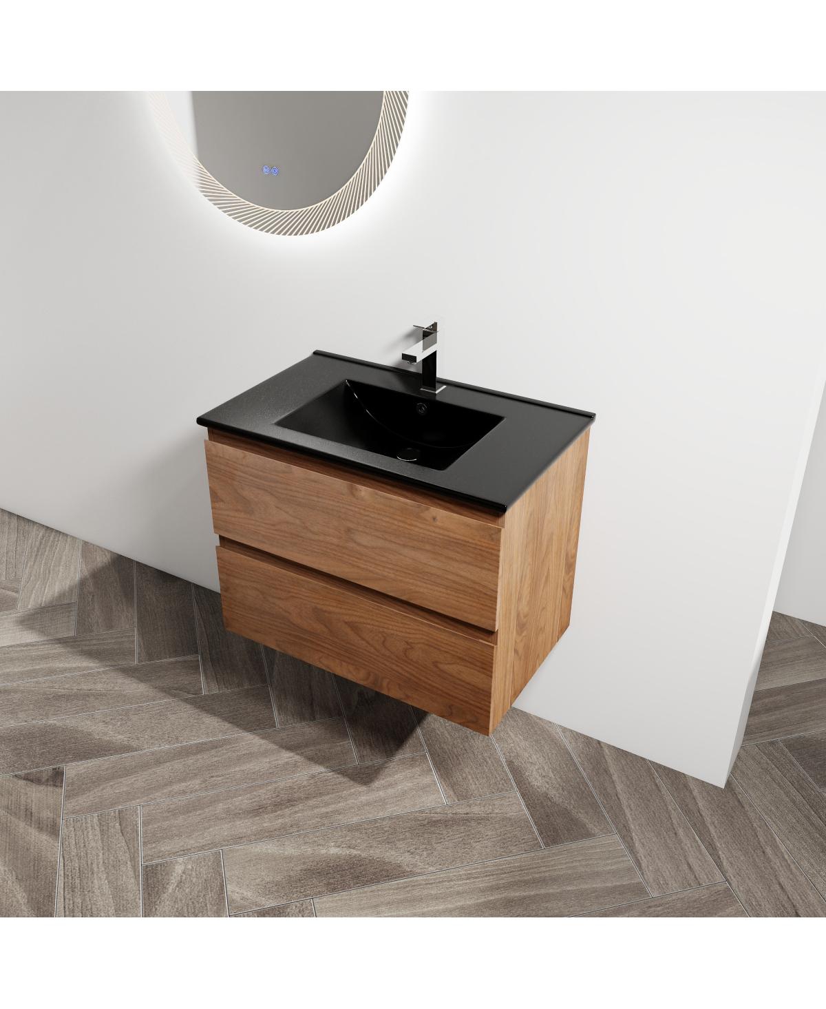 Sillysis Inch Wall Mounted Bathroom Vanity with Ceramic Sink, Soft Close Drawers