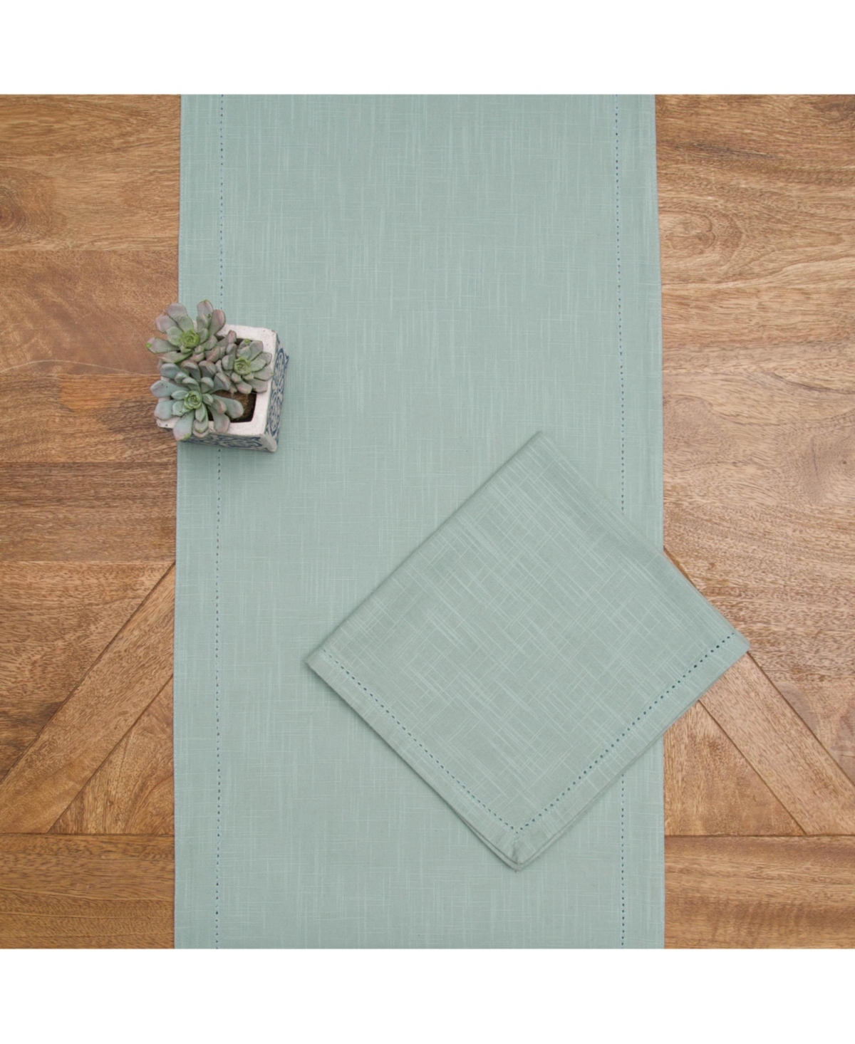 C&F Home Hemstitch Solid Sea Glass Everyday Runner 72" x 14