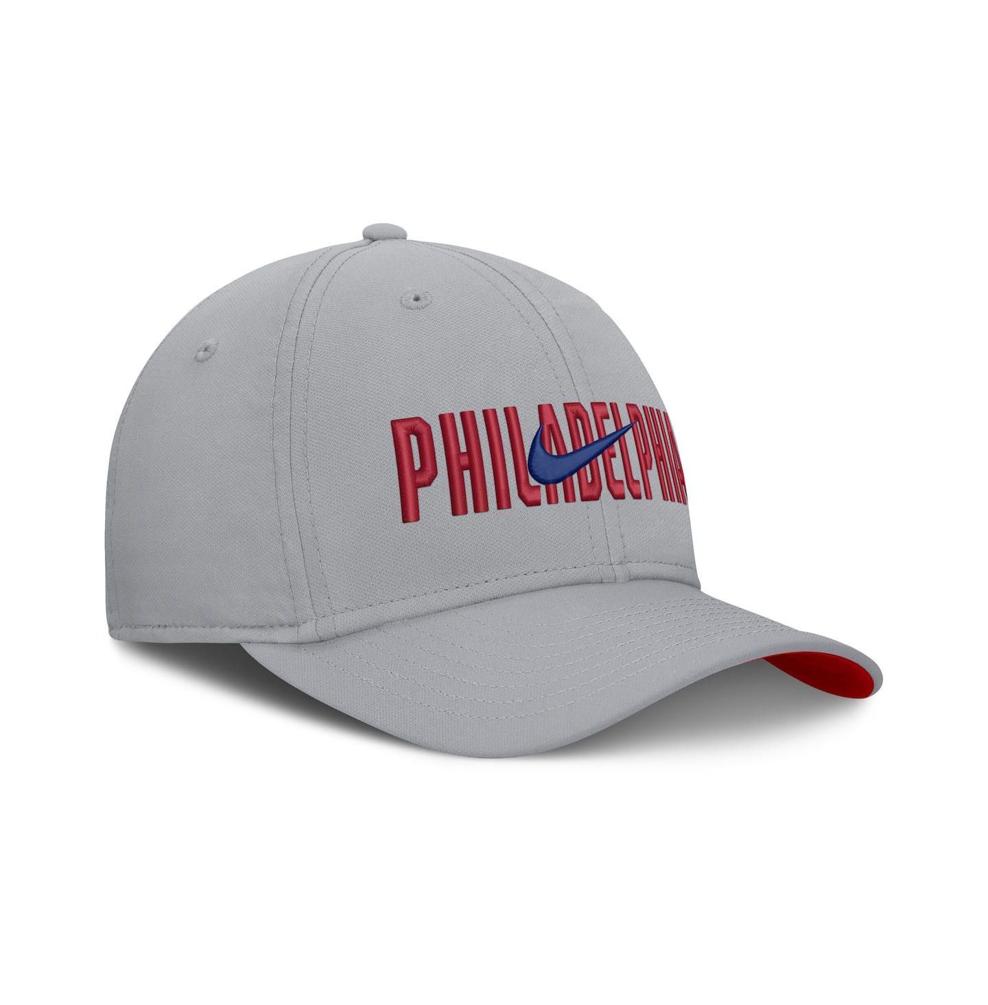 Мужская кепка Nike Gray Philadelphia Phillies Primetime Rise Dri-FIT Flex Hat — фото 3