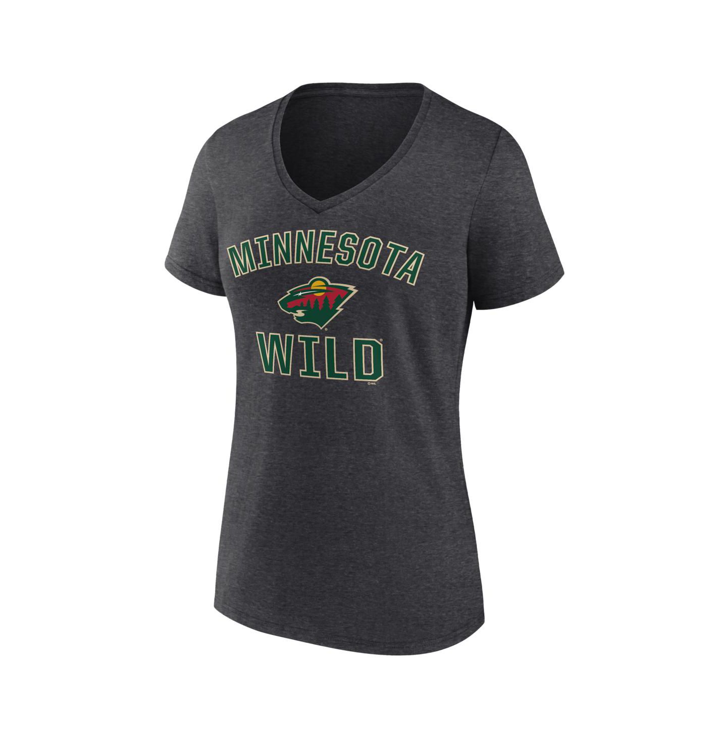 Женская футболка Logo Athletic Heather Charcoal Minnesota Wild Arch Victory V-Neck — фото 2