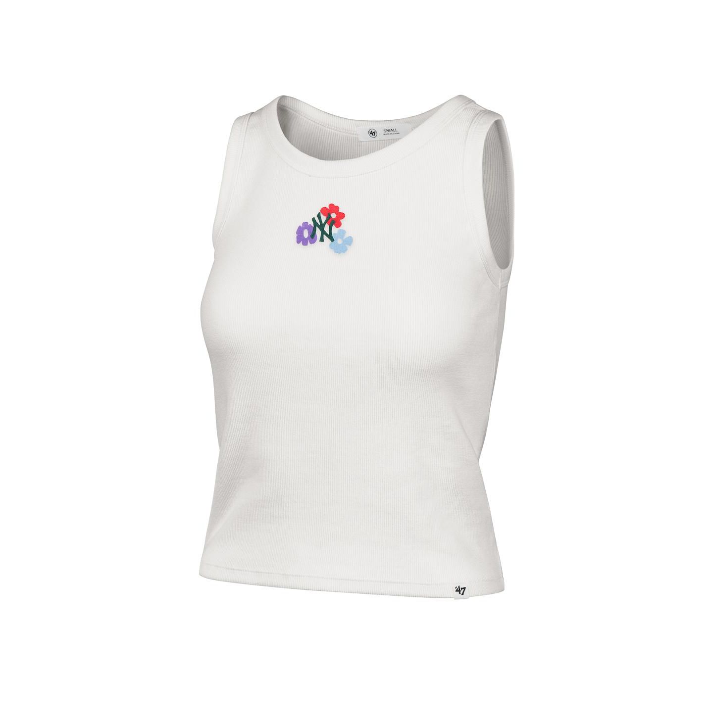 Женский топ '47 Brand Cream New York Yankees Floral Logo Ribbed Baby Tank Top — фото 2