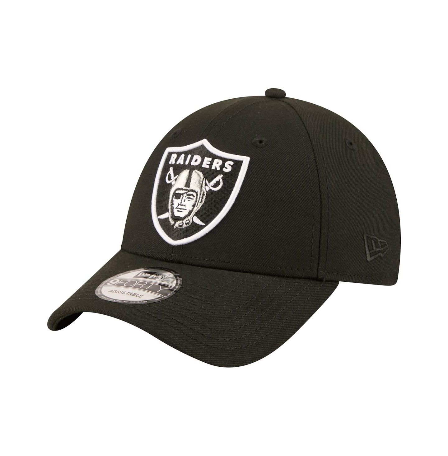 Мужская кепка New Era Black Las Vegas Raiders Core Team 9FORTY Adjustable Hat — фото 1