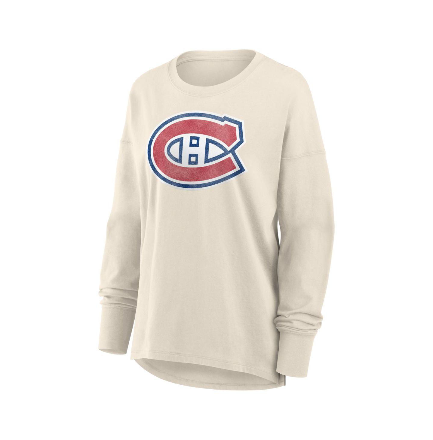 Женская футболка Fanatics Cream Montreal Canadiens Distressed Logo Long Sleeve — фото 2