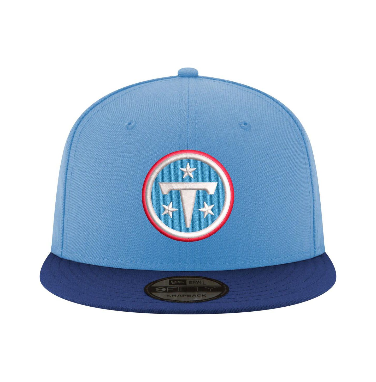 Мужская кепка New Era Light Blue/Navy Tennessee Titans Primary Logo 9FIFTY Snapback Hat — фото 2
