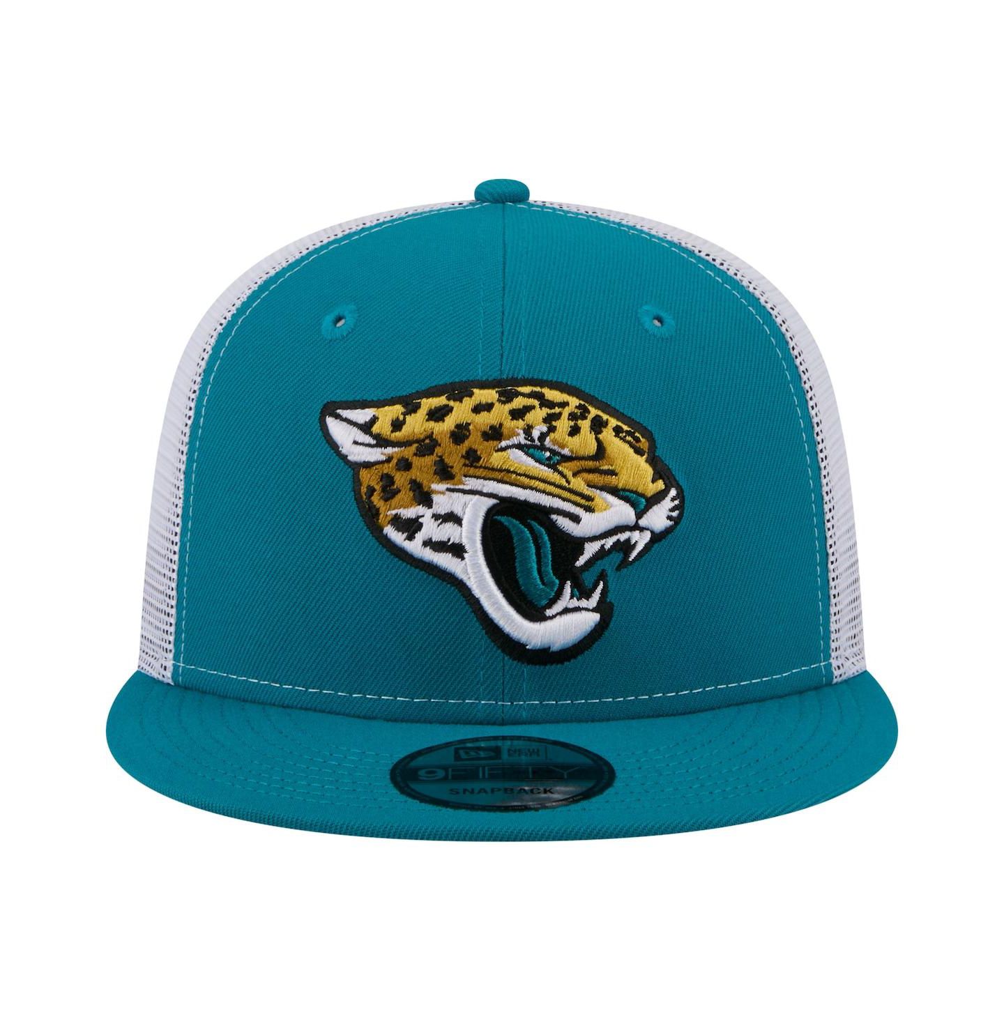 Мужская кепка New Era Teal Jacksonville Jaguars Core Team 9FIFTY Trucker Snapback Hat — фото 2
