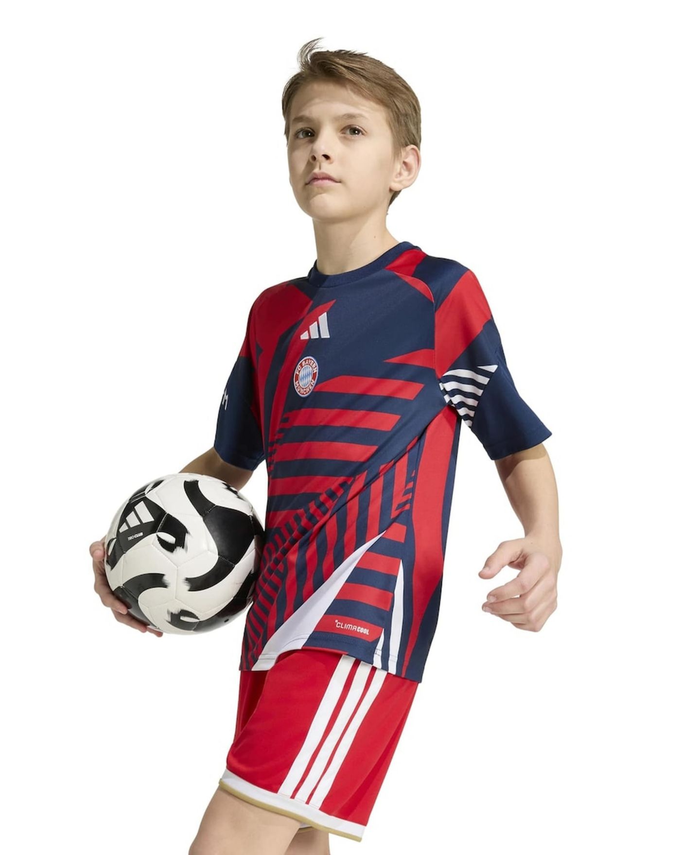 Детская домашняя тренировочная джерси adidas Bayern Munich 2026/27 Pre-Match, Blue/Red — фото 5