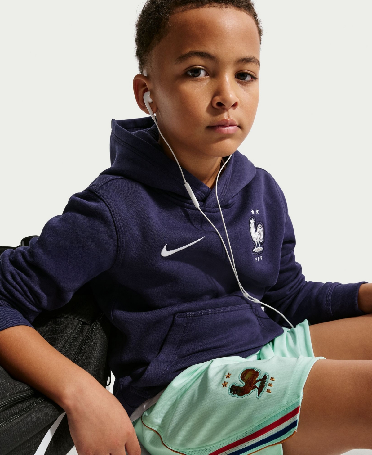 Nike Big Boys and Girls Green France National Team 2026 Away Stadium Replica Shorts
