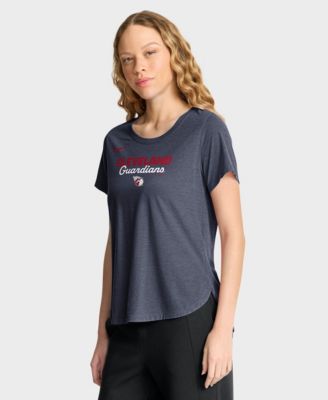 Women's Heather Navy Cleveland Guardians Arched Tri-Blend T-Shirt