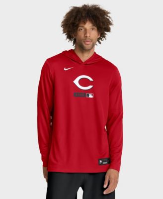Men's Red Cincinnati Reds Authentic Collection Dri-FIT Long Sleeve Hooded T-Shirt