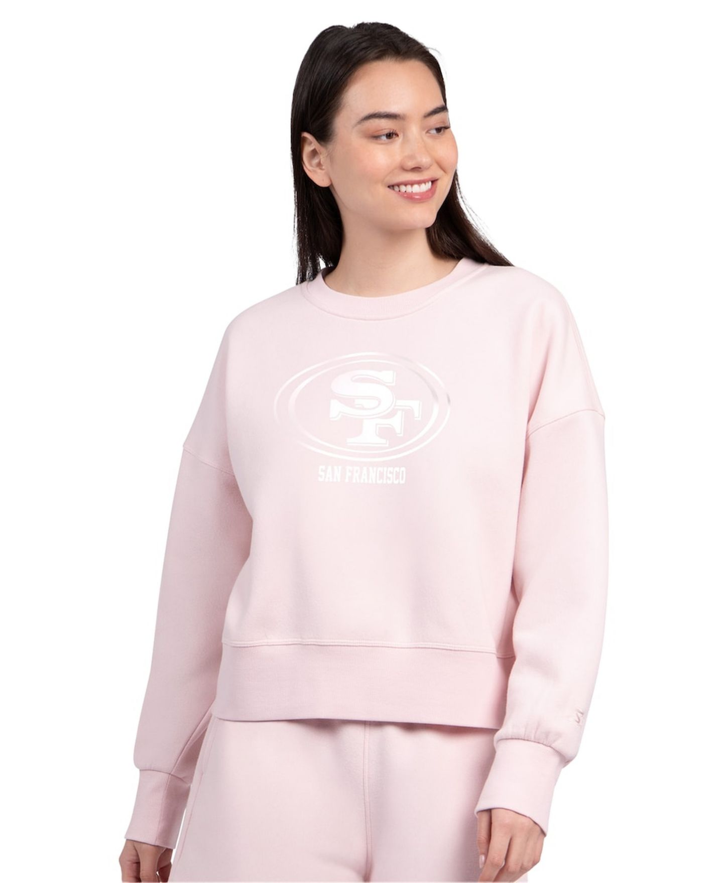 Женский свитшот Starter Light Pink San Francisco 49ers Travel Pastels Boxy Fleece — фото 1