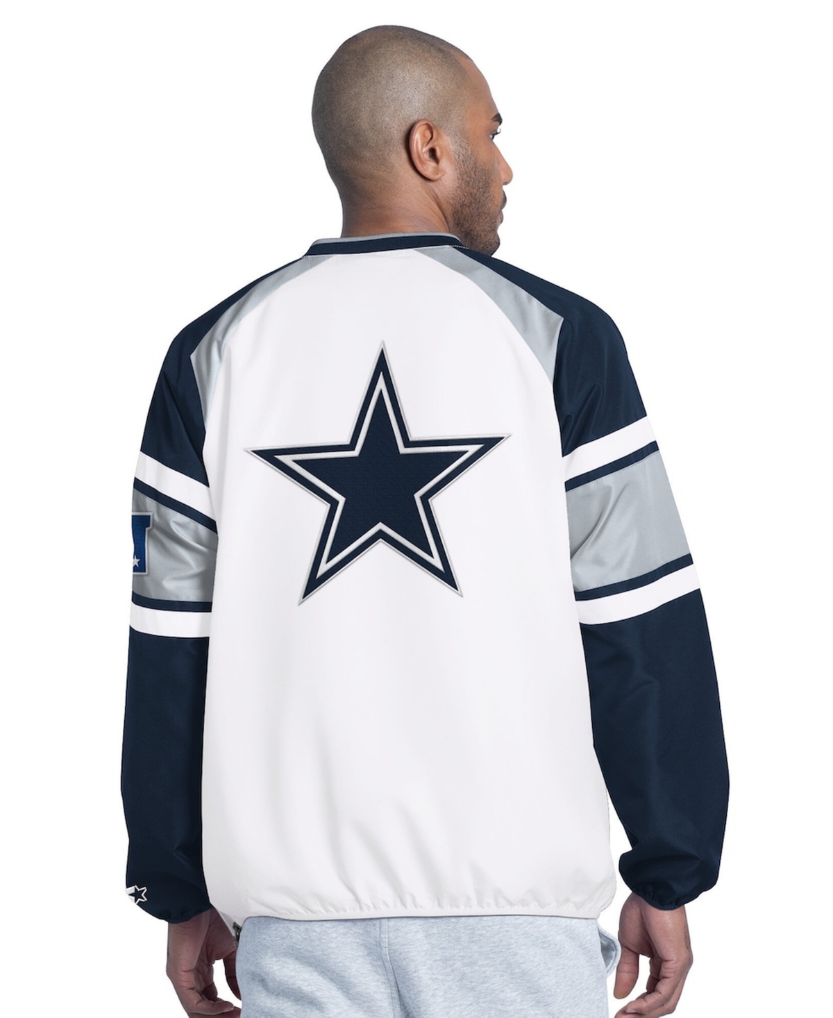 Starter Men's White Dallas Cowboys Infield Play Raglan Pullover Jacket