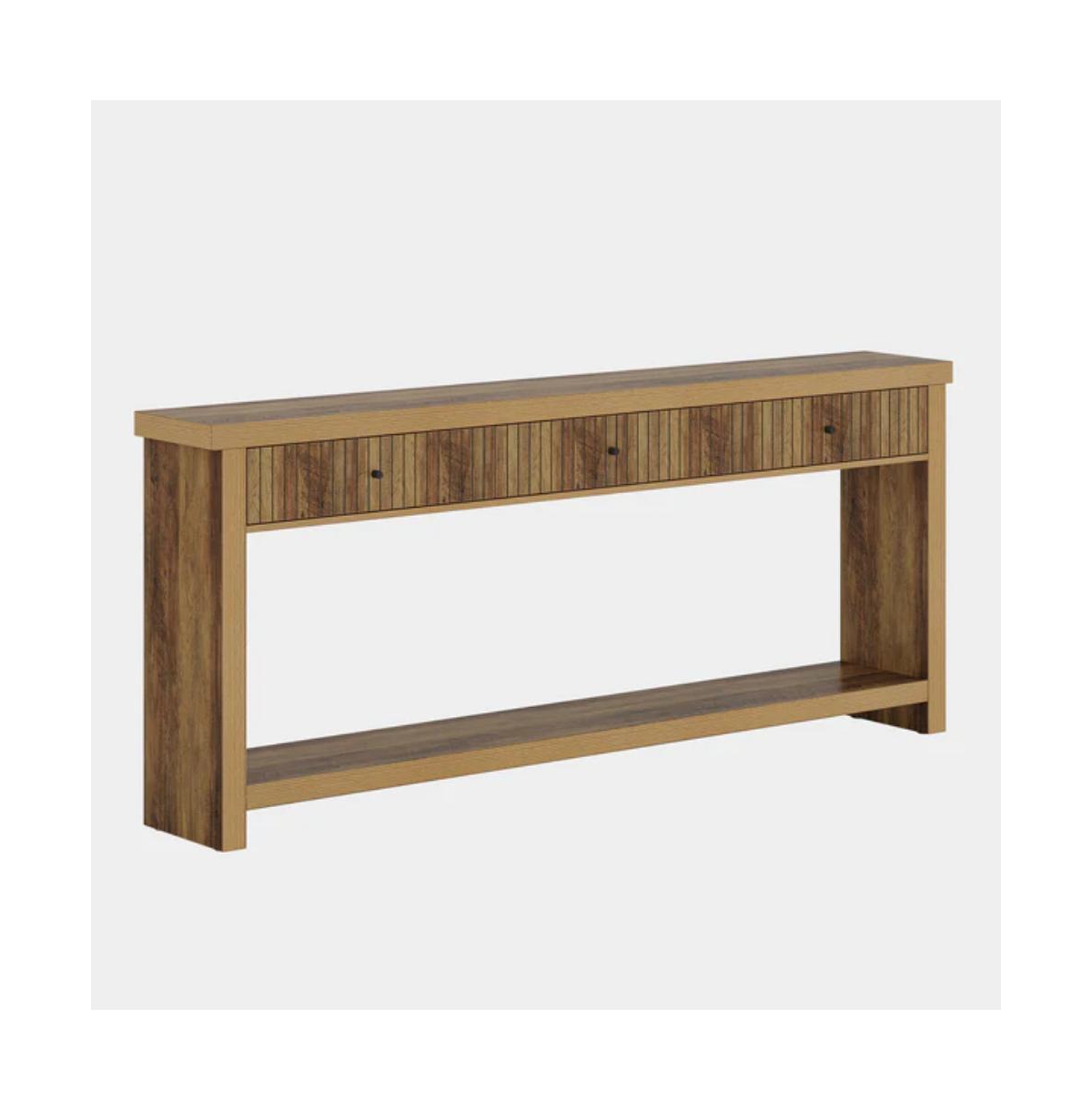 Slickblue Long Entryway Console Table with 3 Drawers, Wooden Sofa for Living Room Decor