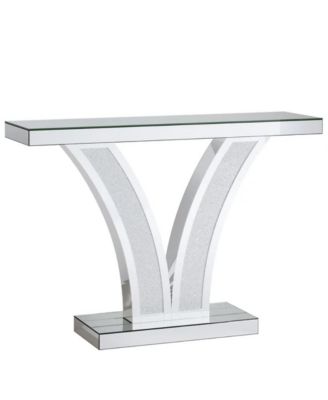 Modern Mirrored Entryway Table Console for Hallway, Living Room and Home Styling-Silver
