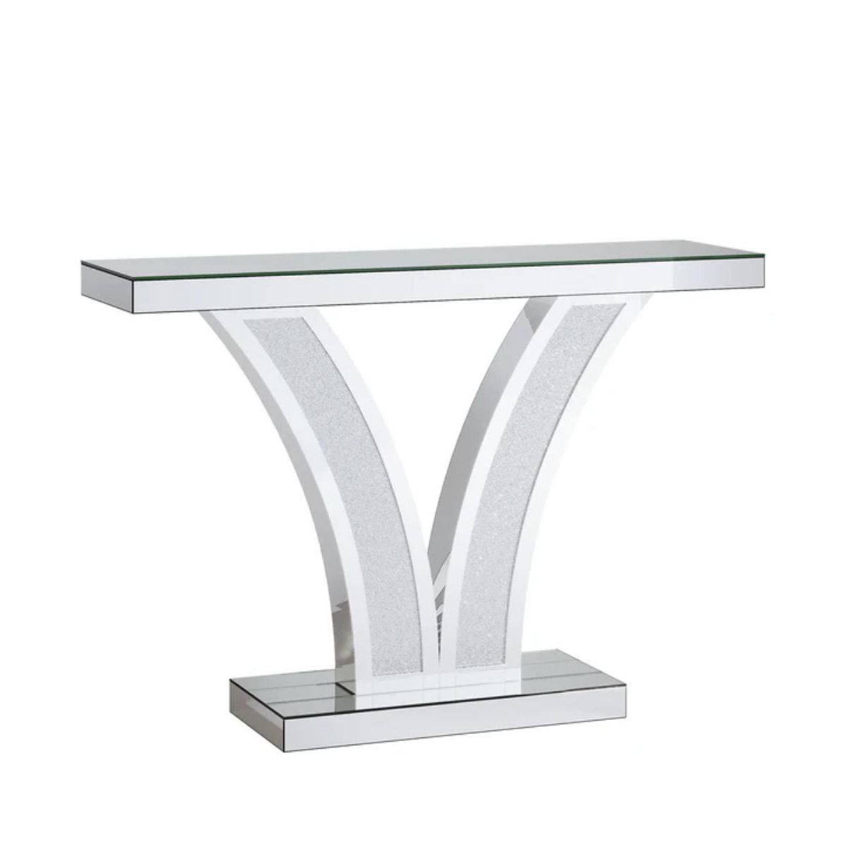 Slickblue Modern Mirrored Entryway Table Console for Hallway, Living Room and Home Styling-Silver