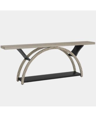 2-Tier Entryway Console Table, Inch with Half Moon Base
