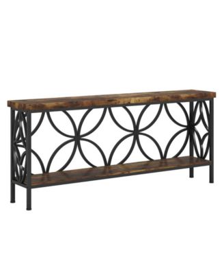 2-Tier Console Sofa Table with Industrial Design for Entryway and Living Room
