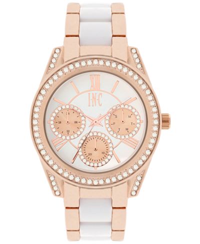 INC International Concepts Women&#39;s Rose Gold-Tone and White Bracelet Watch 40mm IN001RGW, Only ...