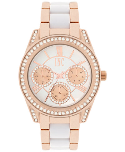 INC International Concepts Women's Rose Gold-Tone and White Bracelet Watch 40mm IN001RGW, Only at Macy's