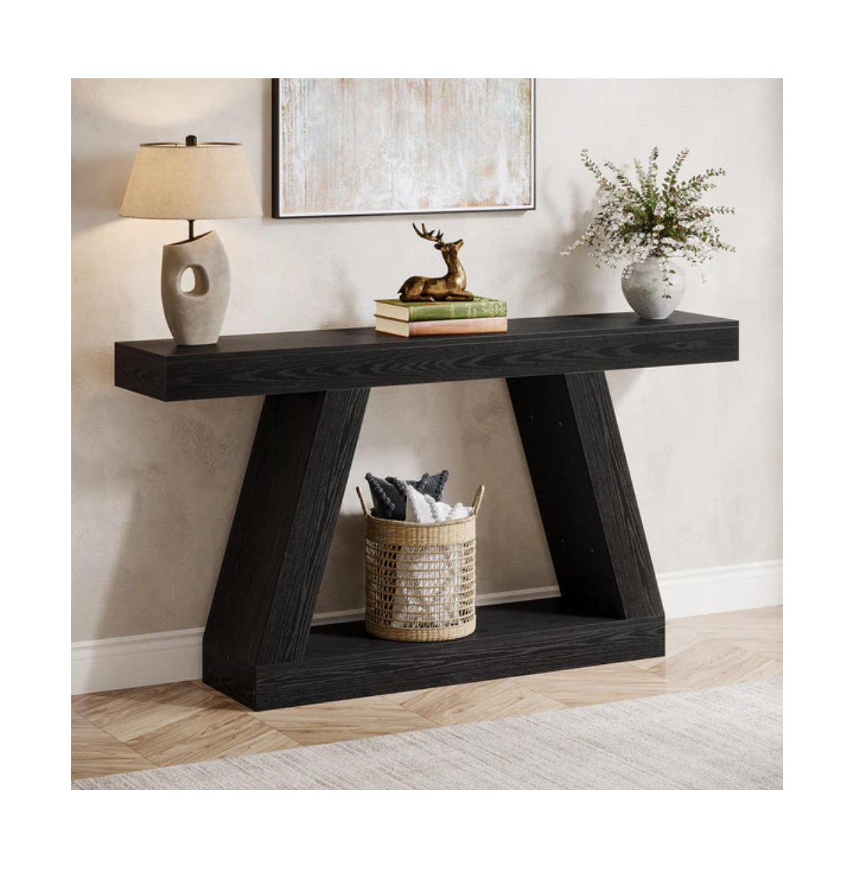 Slickblue Farmhouse Console Sofa Table with Storage for Living Room and Entryway Organization