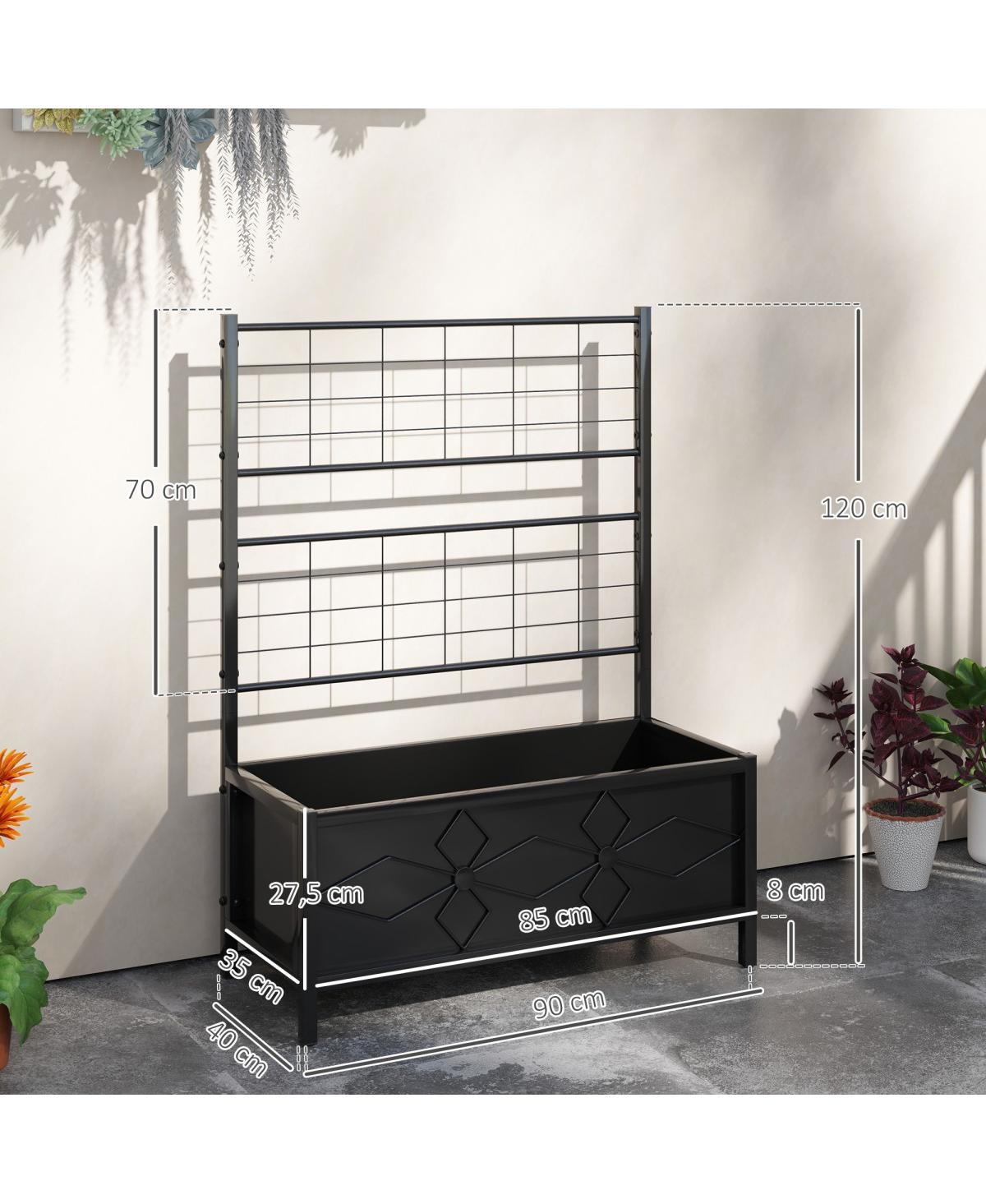 Asagikoiai Outdoor Metal Raised Garden Planter Box with Trellis for Flowers and Vegetables