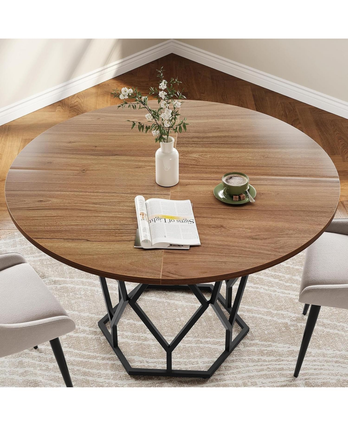 gaomon Kitchen Table Round Dining Table for 4-6 People for Dining Room, Home Office, Living Room