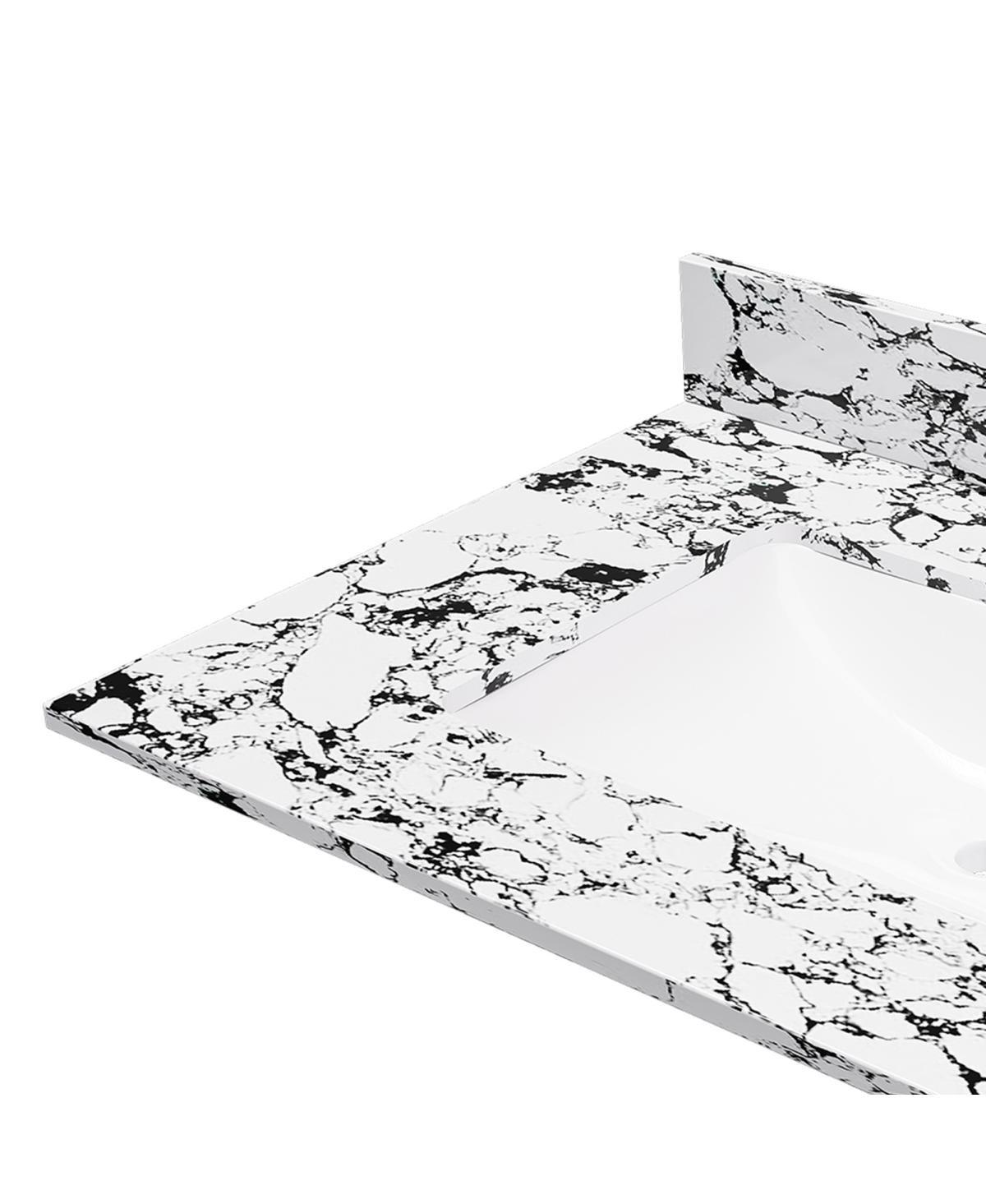 Sillysis 31/37/43 Inch Sintered Stone Bathroom Vanity Top with Ceramic Undermount Sink, Backsplash, Overflow, Stain Resistant Surface
