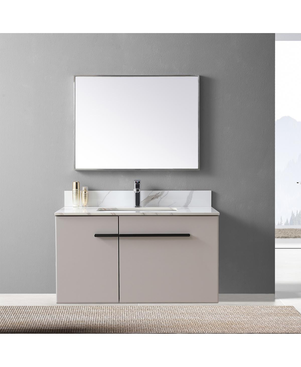 Sillysis Sintered Stone Vanity Top with Backsplash, Rectangular Undermount Sink, Pre-Drilled Faucet Hole