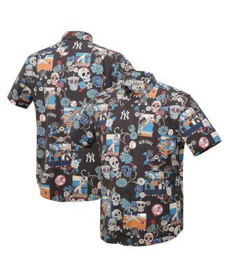 Men's Black New York Yankees Día De Los Muertos Tri-Blend Button-Down Shirt