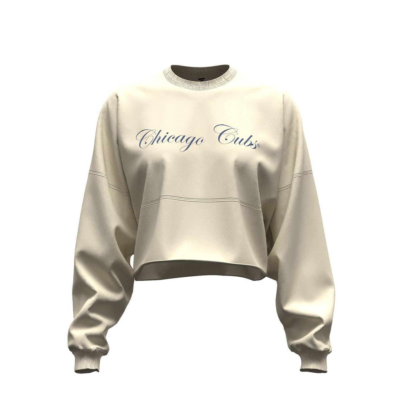 Женская футболка Fanatics Light Beige Chicago Cubs Spirit Floral Script Cropped Long-Sleeve — фото 4