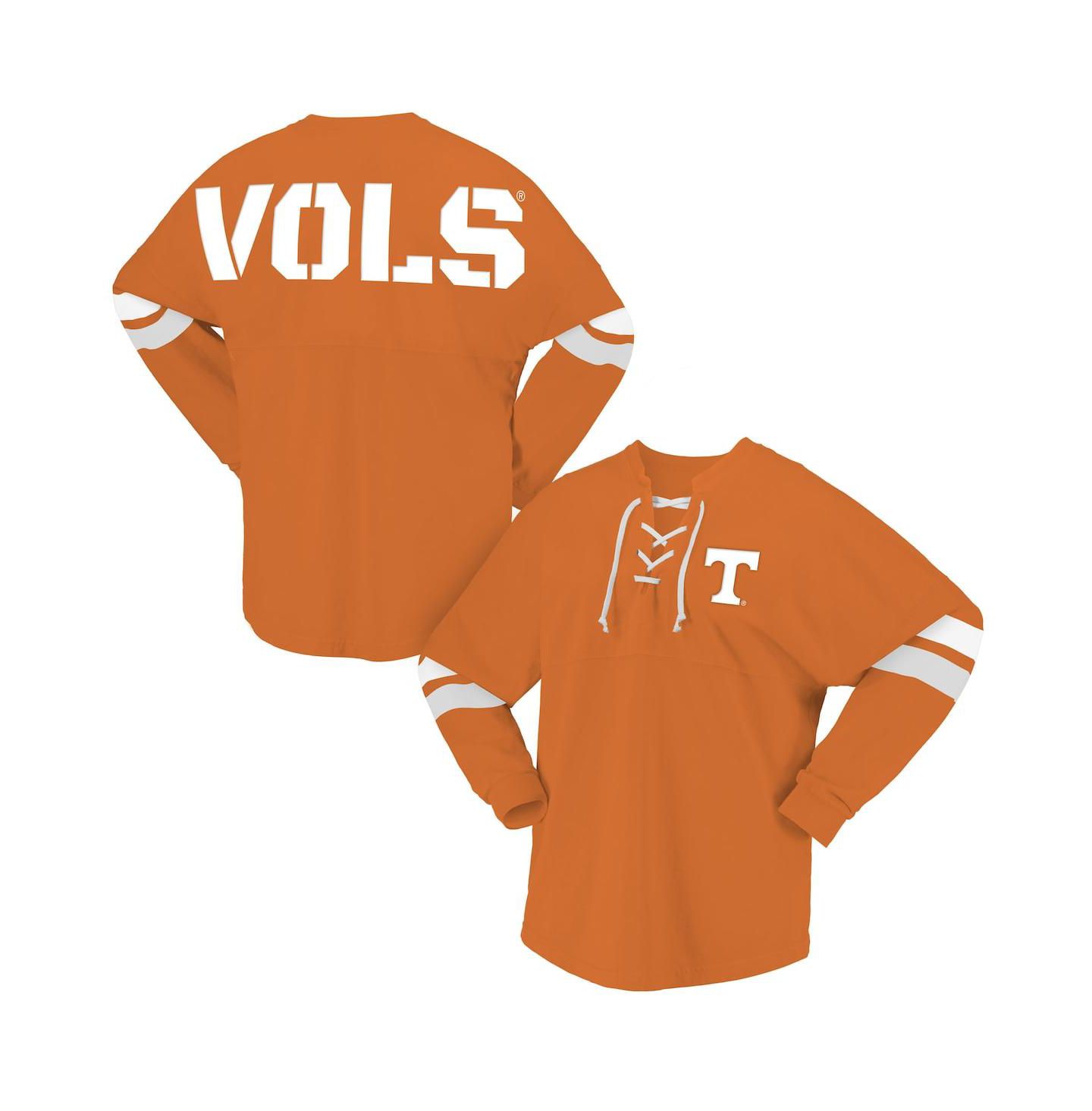 Футболка Spirit Jersey Tennessee Orange Tennessee Volunteers Lace-Up V-Neck Long Sleeve — фото 1
