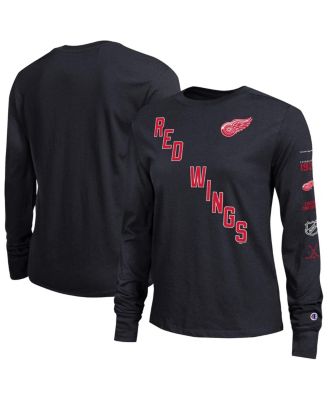 Women's Black Detroit Red Wings 2-Hit Long Sleeve T-Shirt