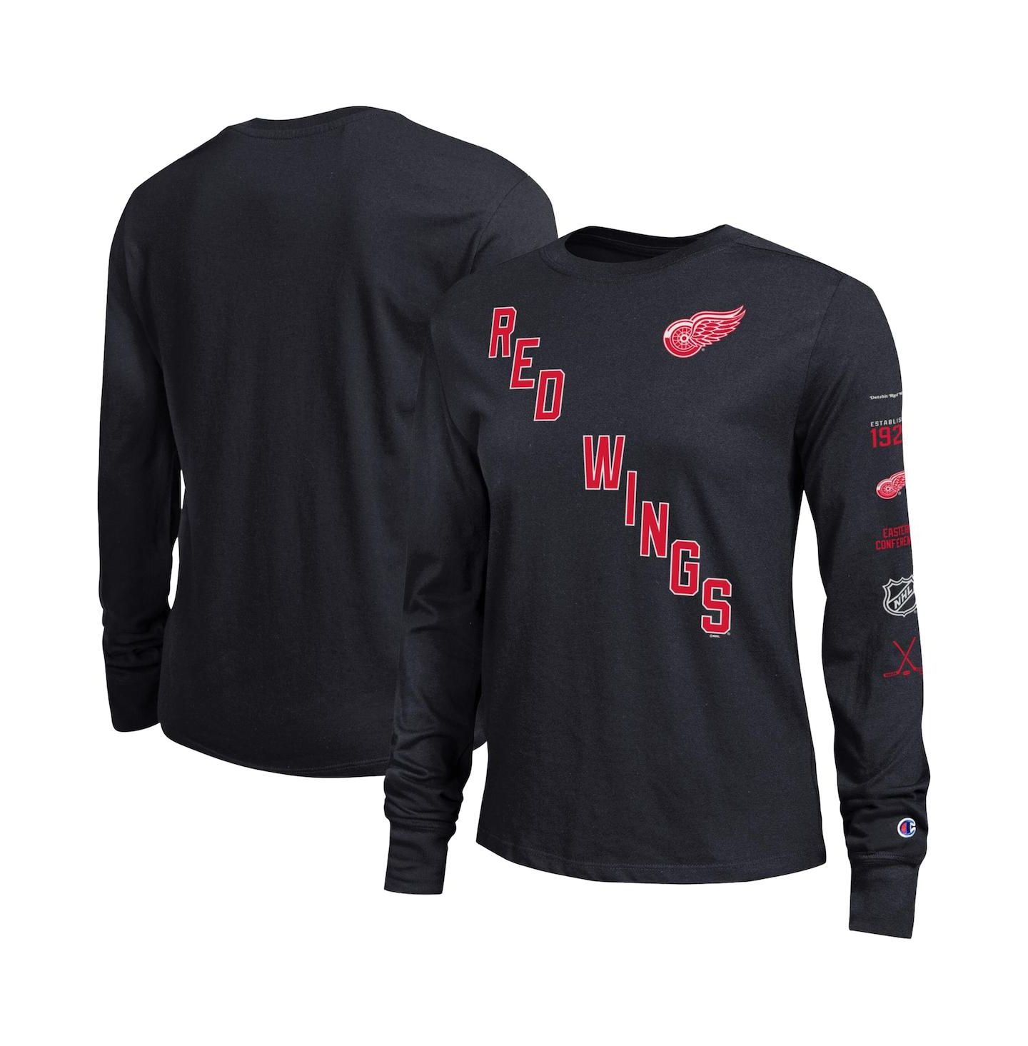 Женская футболка Champion Black Detroit Red Wings 2-Hit Long Sleeve — фото 1