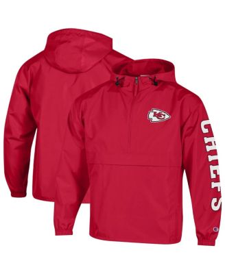 Men's Red Kansas City Chiefs Packable Hooded Windbreaker Half-Zip Jacket