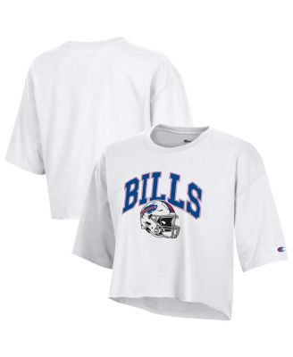 Women's White Buffalo Bills Boyfriend Cropped T-Shirt