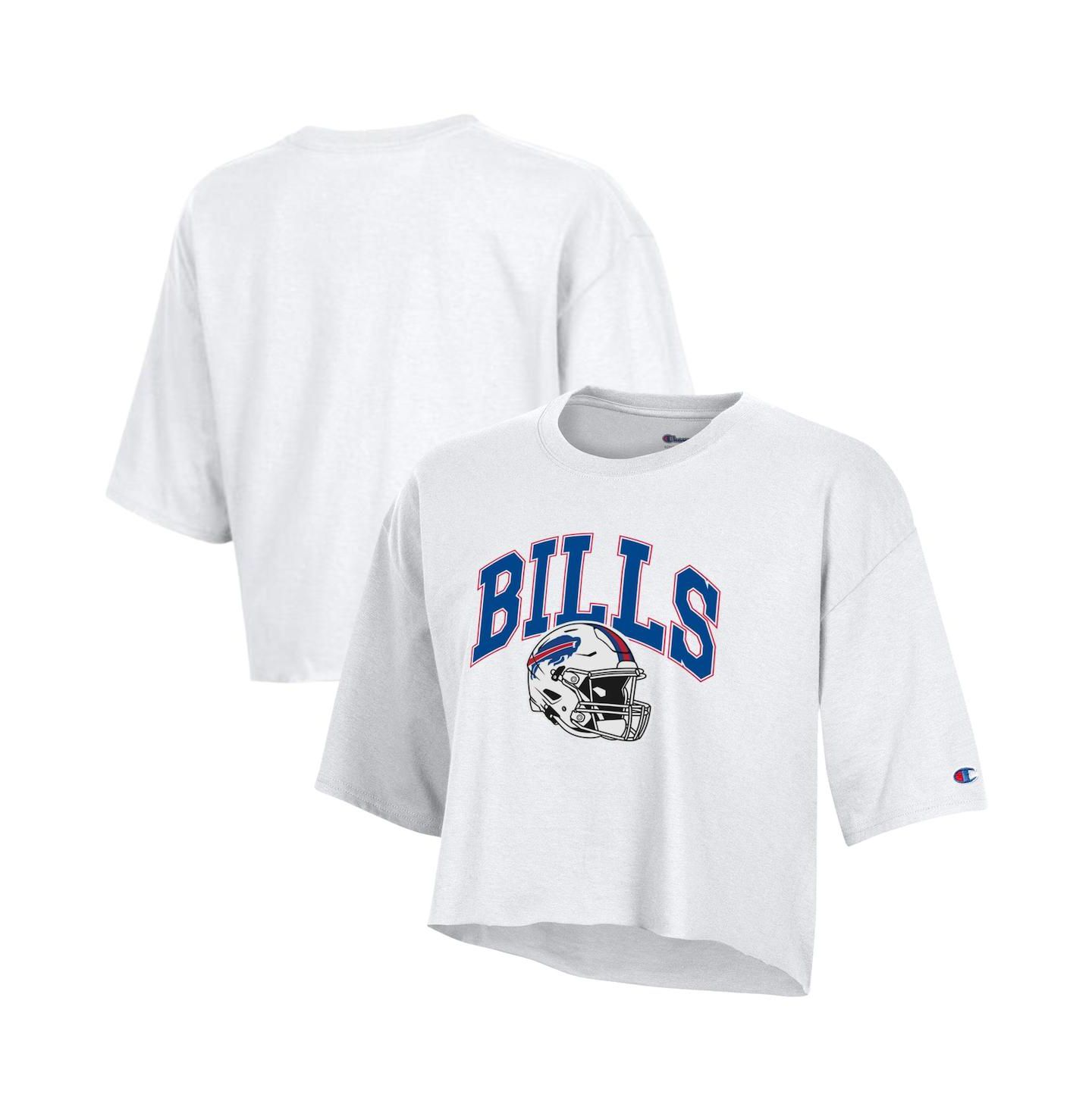 Женская футболка Champion White Buffalo Bills Boyfriend Cropped — фото 1