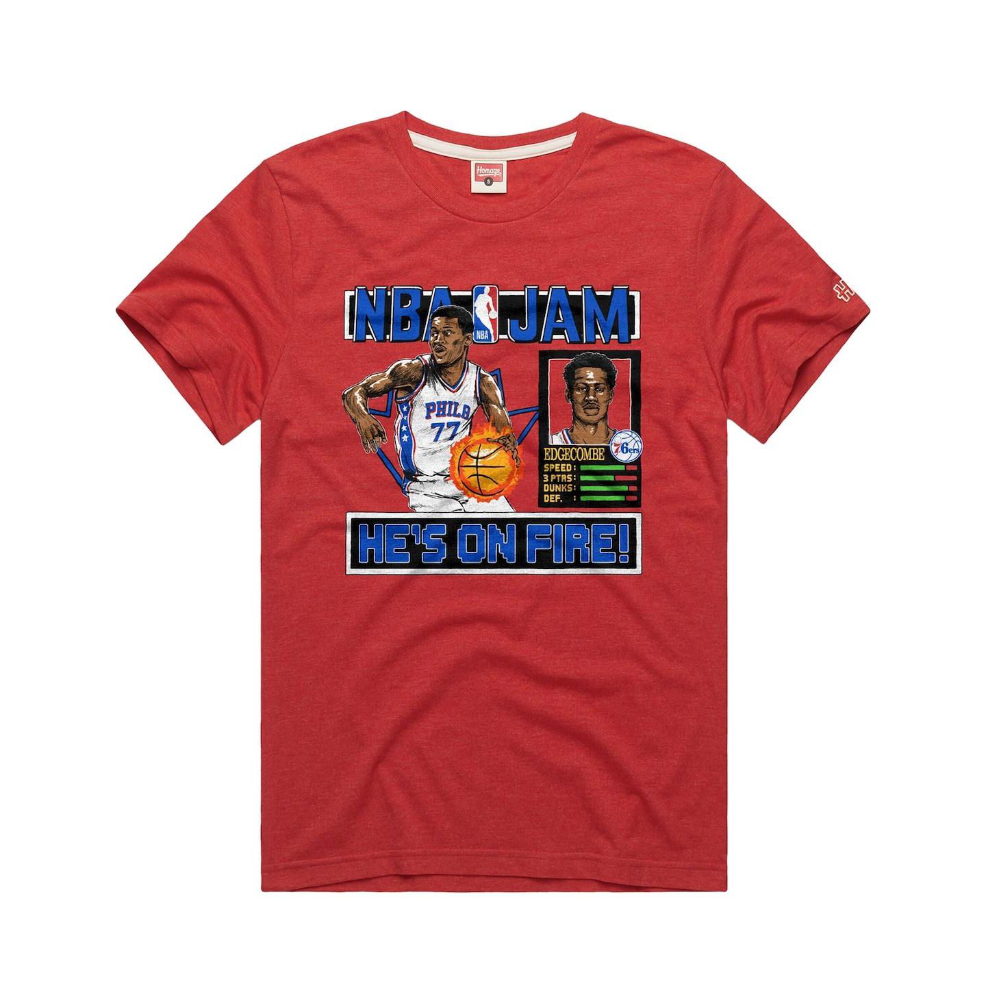 Футболка Homage VJ Edgecombe Red Philadelphia 76ers NBA Jam Tri-Blend — фото 3