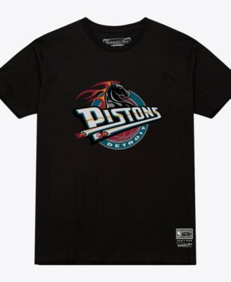 Men's and Women's Black Detroit Pistons Hardwood Classics Arch T-Shirt