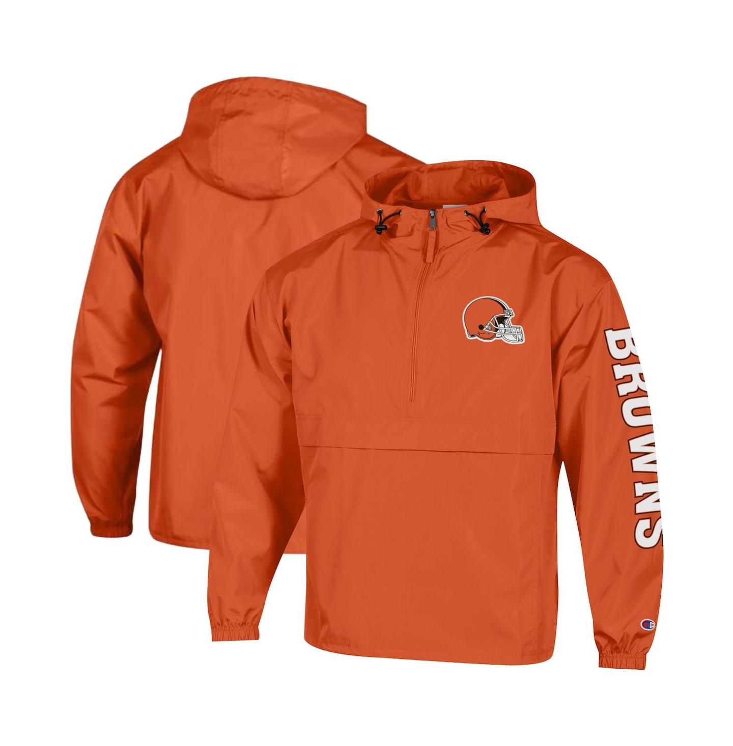 Мужская куртка Champion Orange Cleveland Browns Packable Hooded Windbreaker Half-Zip — фото 1