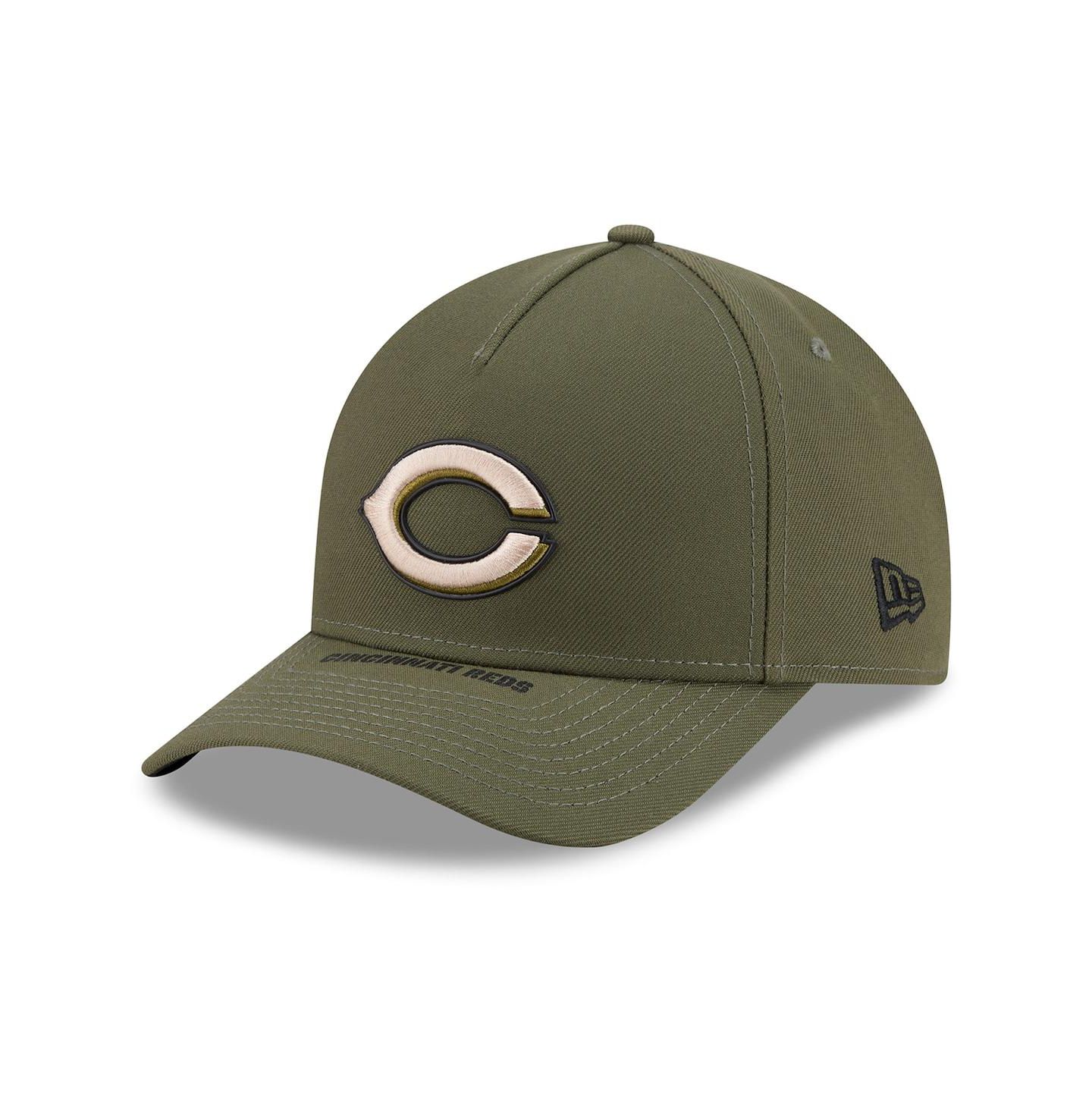 Детская кепка New Era Olive Cincinnati Reds 2026 Armed Forces Day 9FORTY M-Crown Adjustable Hat — фото 4