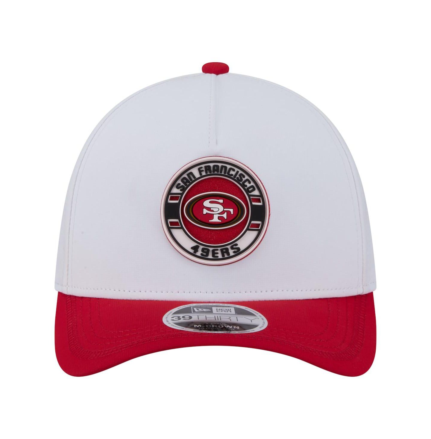 Мужская кепка New Era White/Scarlet San Francisco 49ers Patch 39THIRTY A-Frame M-Crown Perforated Flex Hat — фото 4